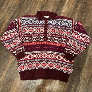 80’ Vintage Beldoch Knitted Busy Ugly Holiday Winter Sweater Wool Blend SZ LG